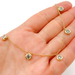 Load image into Gallery viewer, 14K Solid Gold Diamond Dangle Necklace