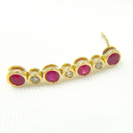 Load image into Gallery viewer, EFD52175RU. 14K Solid Gold Diamond & Ruby Dangle Earrings
