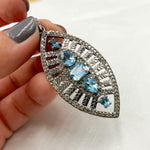 Load image into Gallery viewer, DP208. Diamond Sterling Silver Leaf Shape Pendant with Gemstone