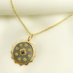 Load image into Gallery viewer, KSG42. Sterling Silver Black Rhodium with Diamonds Circle Shape Charm