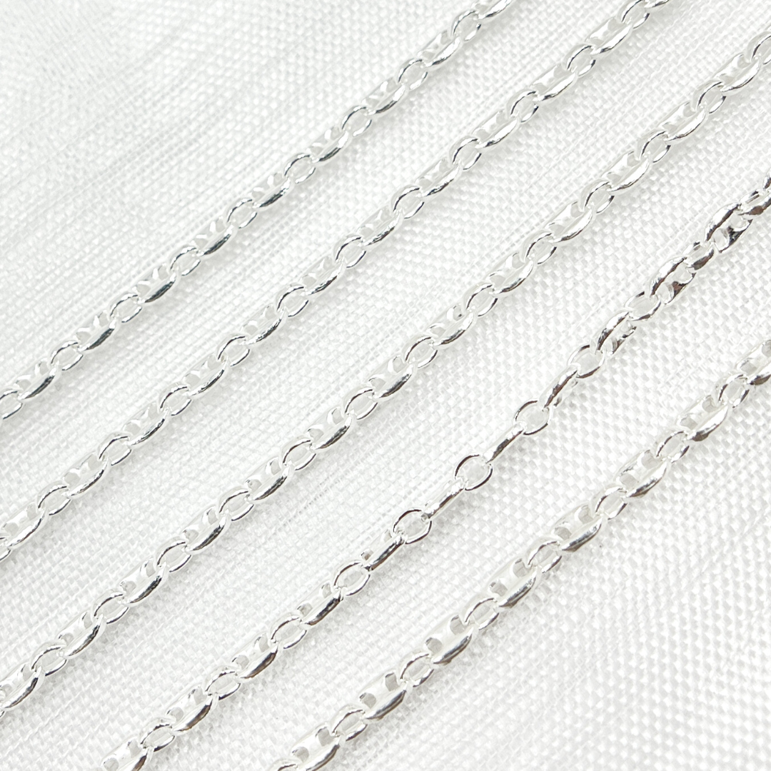 V173SS. 925 Sterling Silver Marina and Cable Link Chain