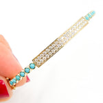 Load image into Gallery viewer, BNH68564TQ. 14K Solid Gold Diamond and Round Turquoise Bangle