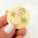 Load image into Gallery viewer, DP357. Diamond Sterling Silver Round Skull, Star and Moon Pendant