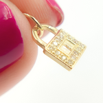 Load image into Gallery viewer, 14K Solid Gold Diamond Lock Charm. GDP440