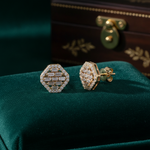 Load image into Gallery viewer, EFI54501. 14K Solid Gold Diamond Baguette Octagon Stud Earrings