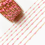 Load image into Gallery viewer, Buy Now Gold Filled Pink Color Opal Enamel Cable Chains