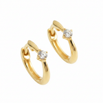 Load image into Gallery viewer, EHB56863. 14k Solid Yellow Gold Diamond Huggie Hoop Earrings