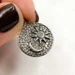 Load image into Gallery viewer, DC532. Diamond Sterling Silver Sun and Moon Round Pendant
