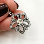 Load image into Gallery viewer, DP218. Diamond Sterling Silver Flower Pendant with Gemstone