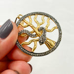 Load image into Gallery viewer, DP092. Diamond Silver Round Tree and Snake Pendant with Blue Sapphire