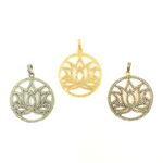 Load image into Gallery viewer, DP516. Diamond & Sterling Silver Round Lotus Pendant