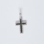 Load image into Gallery viewer, PFC44469BS. 14K Solid Gold Cross Diamond and Blue Sapphire Charm