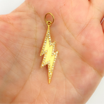 Load image into Gallery viewer, 14K Solid Gold with Diamonds Thunderbolt Shape Charm. GDP99