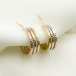 Load image into Gallery viewer, GER90. 14K Gold Tri Tone Hoop Earrings with Texture