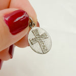 Load image into Gallery viewer, DC305. Diamond Sterling Silver Oval Cross Charm