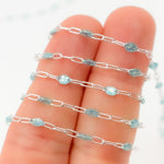 Load image into Gallery viewer, Shop Now Silver Sky Blue Opal Color Enamel Cable Chain