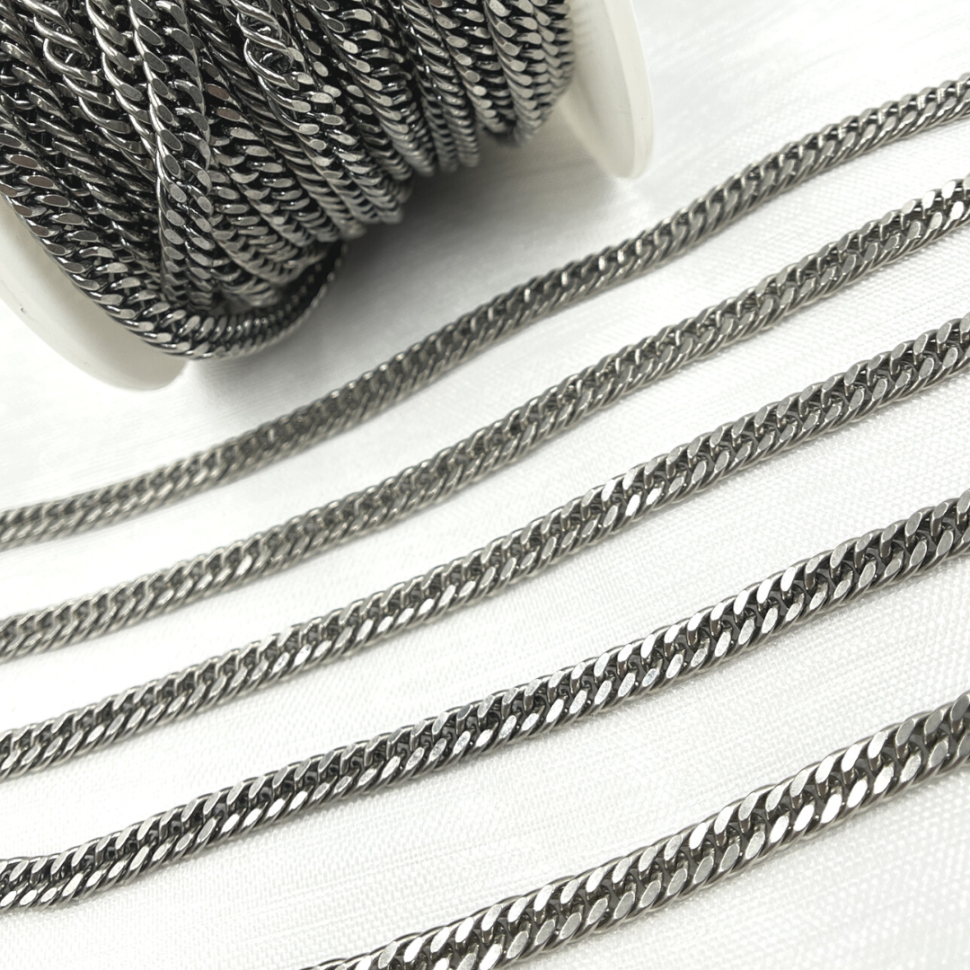 Y68OX. Oxidized Sterling Silver Solid Double Curb Chain