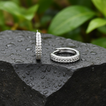 Load image into Gallery viewer, EHC57402. 14K Solid Yellow Gold Diamond Hoop Earrings