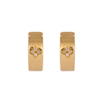 Load image into Gallery viewer, EHC57589. 14K Solid Yellow Gold Diamond Hoop Earrings
