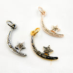 Load image into Gallery viewer, Diamond Sterling Silver Moon and Star Pendant