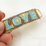Load image into Gallery viewer, Shop Now Diamond Sterling Silver Rectangle LOVE Enamel Connector