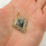 Load image into Gallery viewer, KG82B. 14K Solid Gold Diamond and Fancy Diamond Rhomb Charm