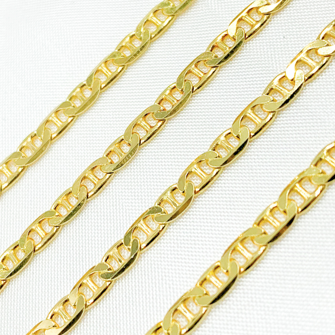 Y65GP. Gold Plated 925 Sterling Silver Flat Marina Chain