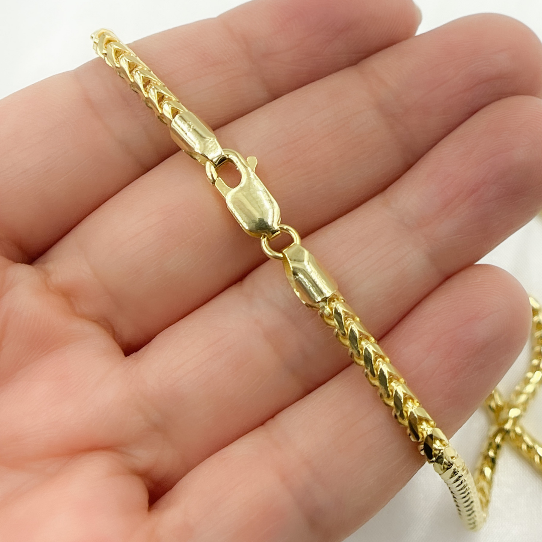 14k Solid Yellow Gold Wheat Chain
