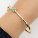 Load image into Gallery viewer, BNH68565TQ. 14K Solid Gold Diamond and Turquoise Flower Bangle