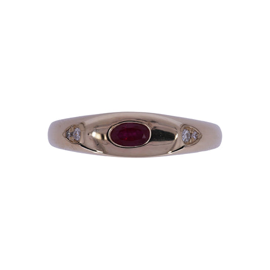 CR97280RU5X3. 14K Solid Gold Diamond and Ruby Ring