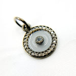 Load image into Gallery viewer, Silver Round Enamel Charm with Gemstone