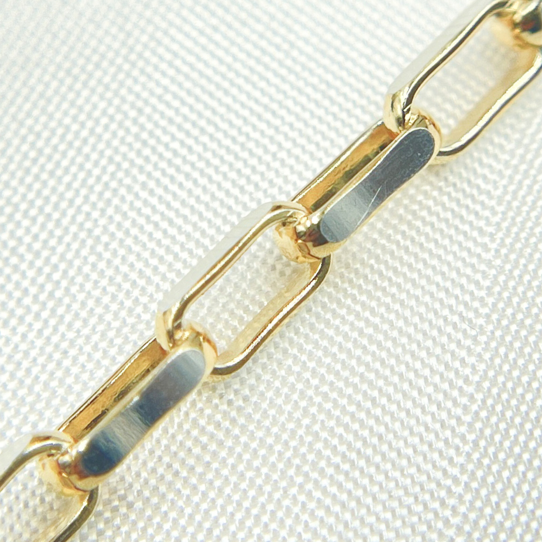 Z100GS. Gold Plated Sterling Silver Flat Oval Link Chain