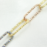 Load image into Gallery viewer, Sterling Silver Tri-Color Diamond Cut Paperclip Chains
