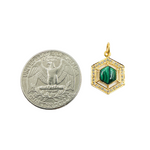 Load image into Gallery viewer, GDP316. 14K Solid Gold Hexagon Shape Charm with Diamonds and Malachite or Emerald