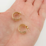 Load image into Gallery viewer, Buy 14K Solid Gold Ribbed Hollow Hoop Earrings