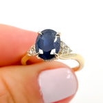 Load image into Gallery viewer, 14K Gold Oval Blue Sapphire and Diamonds Fancy Ring