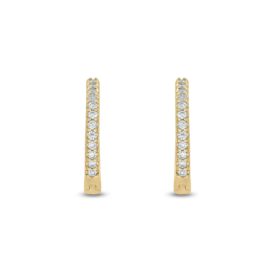 14k Solid Yellow Gold Diamond Huggie Hoop Earrings. EHB56864Y