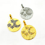 Load image into Gallery viewer, DC412. Diamond Sterling Silver Round Moon and Star Pendant