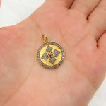 Load image into Gallery viewer, DC898. Diamond & Sterling Silver Round Flower Pendant with Gemstone