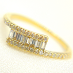 Load image into Gallery viewer, 14K Solid Gold Diamond Double Line Ring.