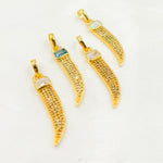 Load image into Gallery viewer, DP249. Diamond Silver Horn Pendant with Gemstone