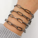 Load image into Gallery viewer, Black Rhodium Shinny Flat Paperclip Chain