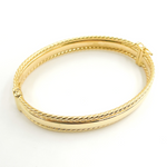 Load image into Gallery viewer, 14K Solid Gold Twisted &amp; Flat Bangle.  Bangle4
