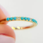 Load image into Gallery viewer, Buy 14K Gold Diamond and Turquoise Band Ring