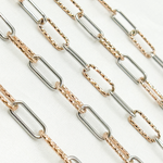 Load image into Gallery viewer, Buy Rose Gold Plated & Sterling Silver Smooth & Diamond Cut Paperclip Chain