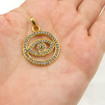 Load image into Gallery viewer, DP486. Diamond Sterling Silver Round Eye Pendant with Gemstone