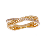 Load image into Gallery viewer, 14K Solid Gold Diamond Triple Line Ring