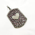 Load image into Gallery viewer, DP187. Diamond Sterling Silver Rectangle Heart Pendant with Gemstone