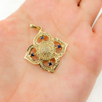 Load image into Gallery viewer, DP298. Diamond & Sterling Silver Flower Pendant with Gemstone