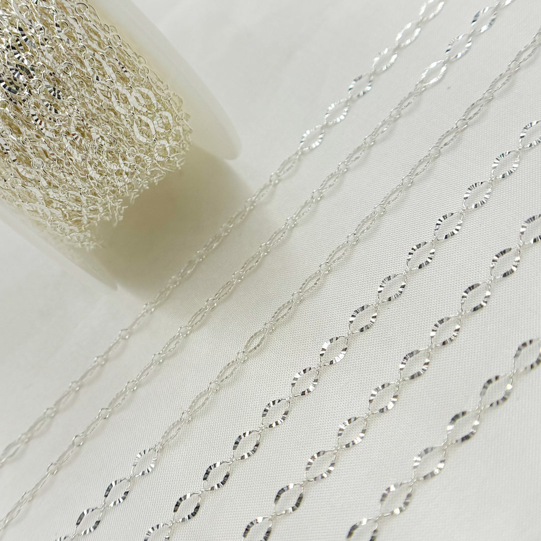 Silver Diamond Cut Oval Cable Link Chain